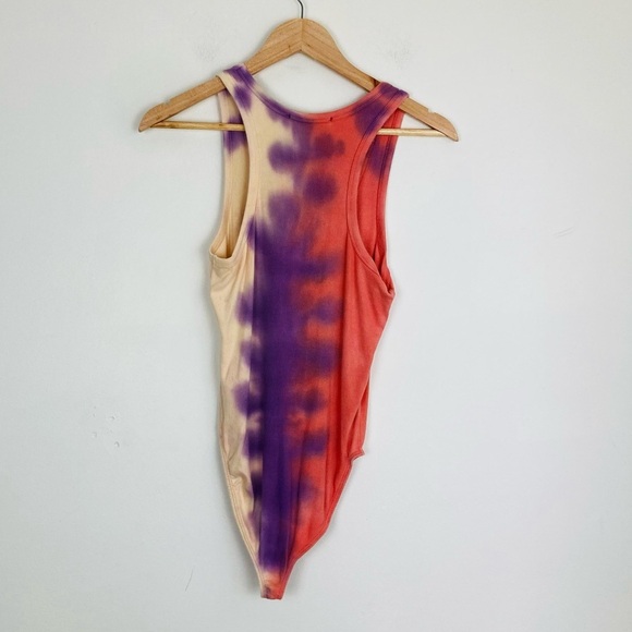 AGOLDE Revolve orange purple and yellow ribbed scoop next tank body suit. S - Picture 5 of 6